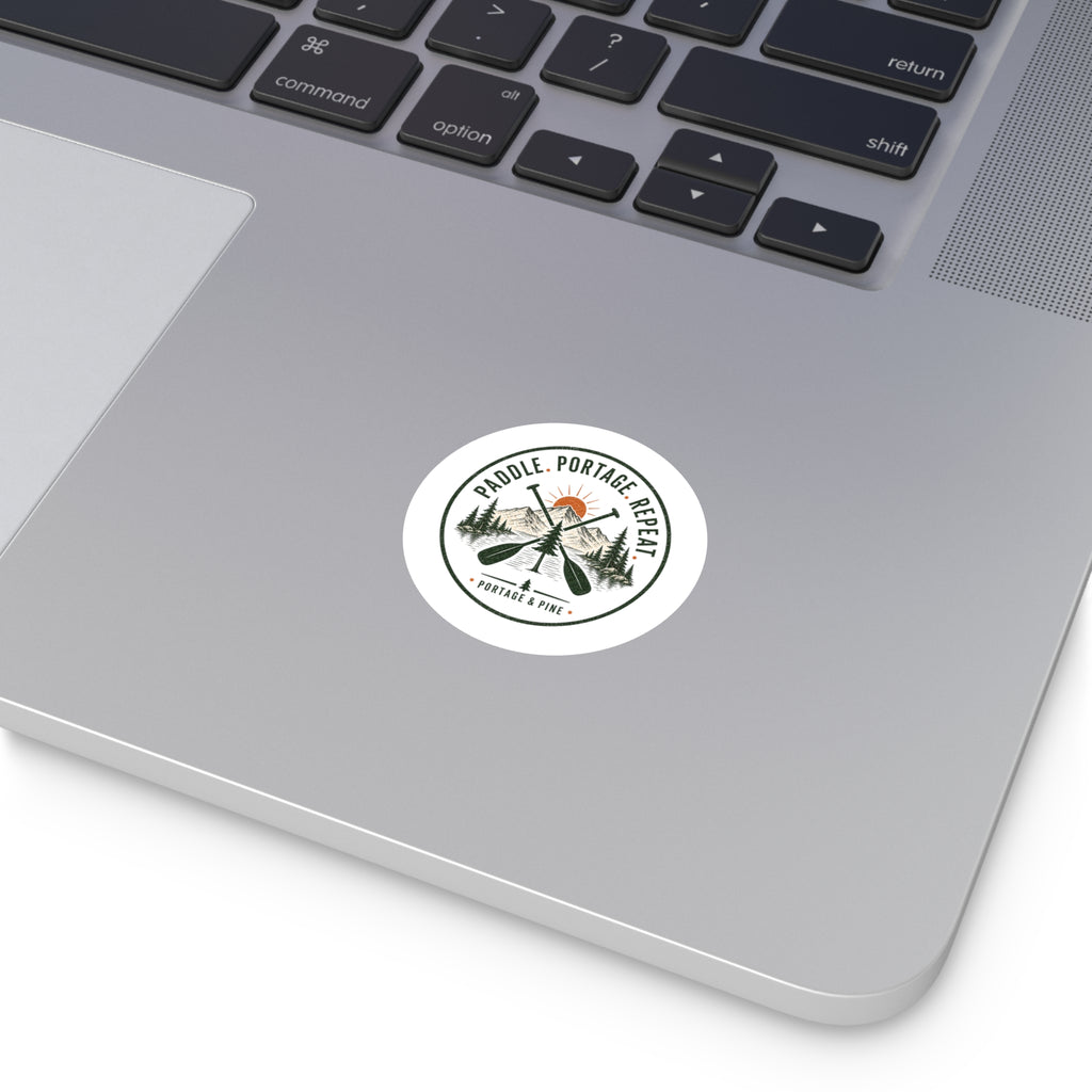 Paddle. Portage. Repeat. Circle Sticker