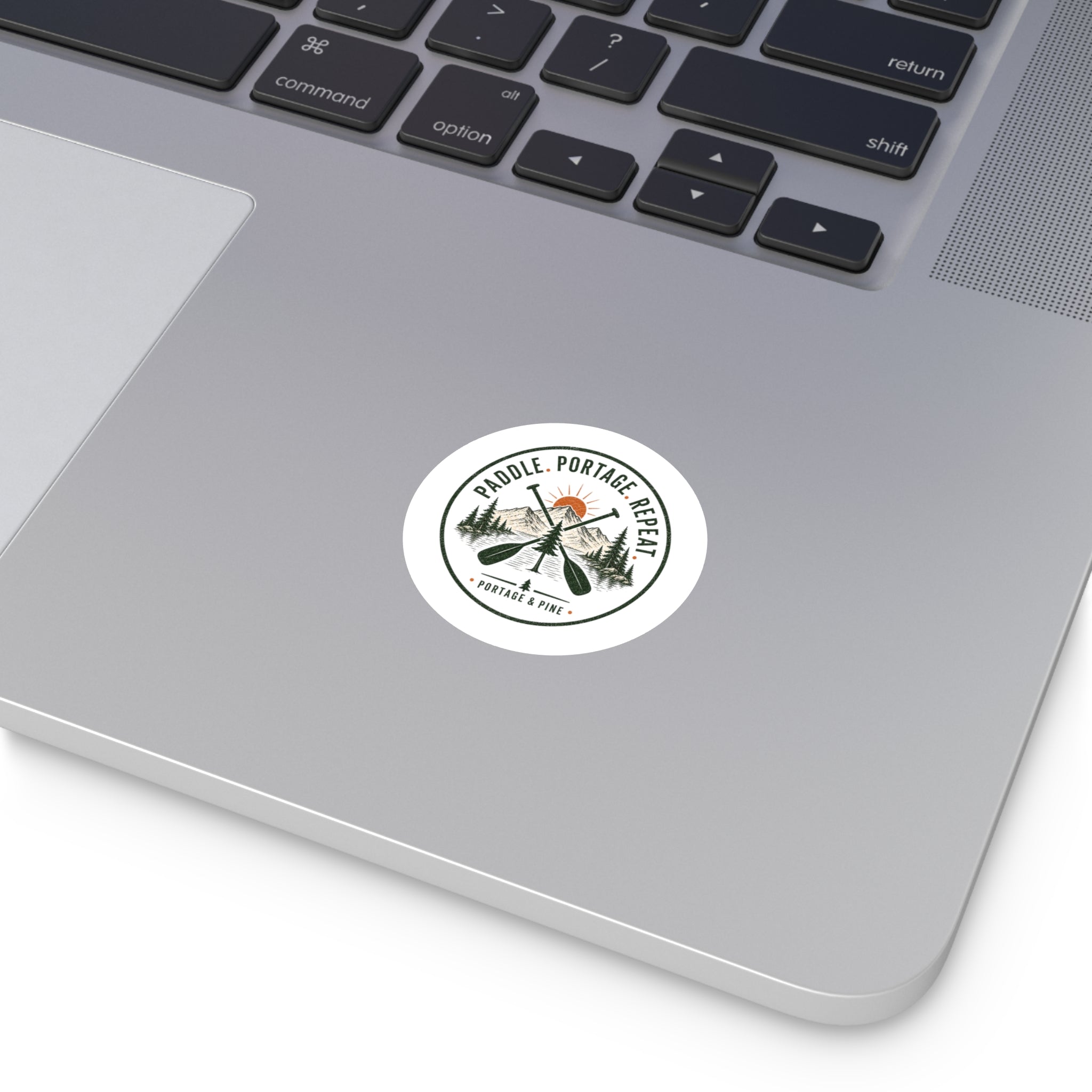 Paddle. Portage. Repeat. Circle Sticker