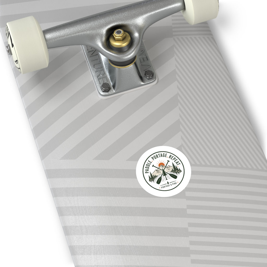 Paddle. Portage. Repeat. Circle Sticker