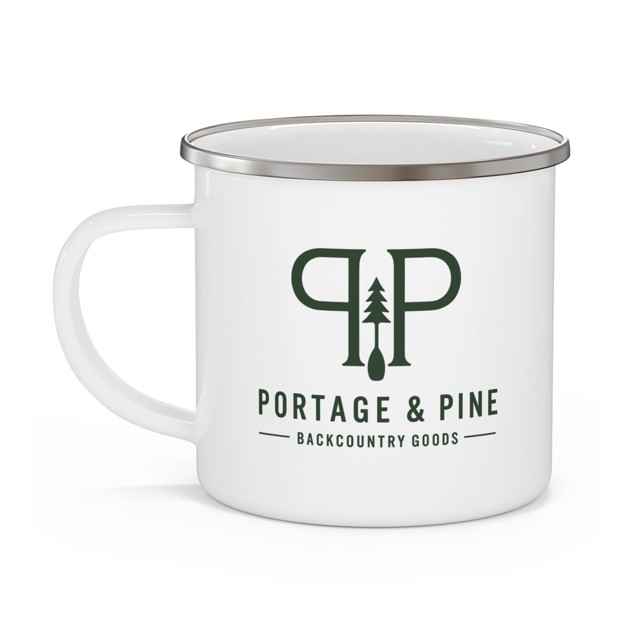 Portage & Pine Backcountry Logo Camp Enamel Coffee Mug