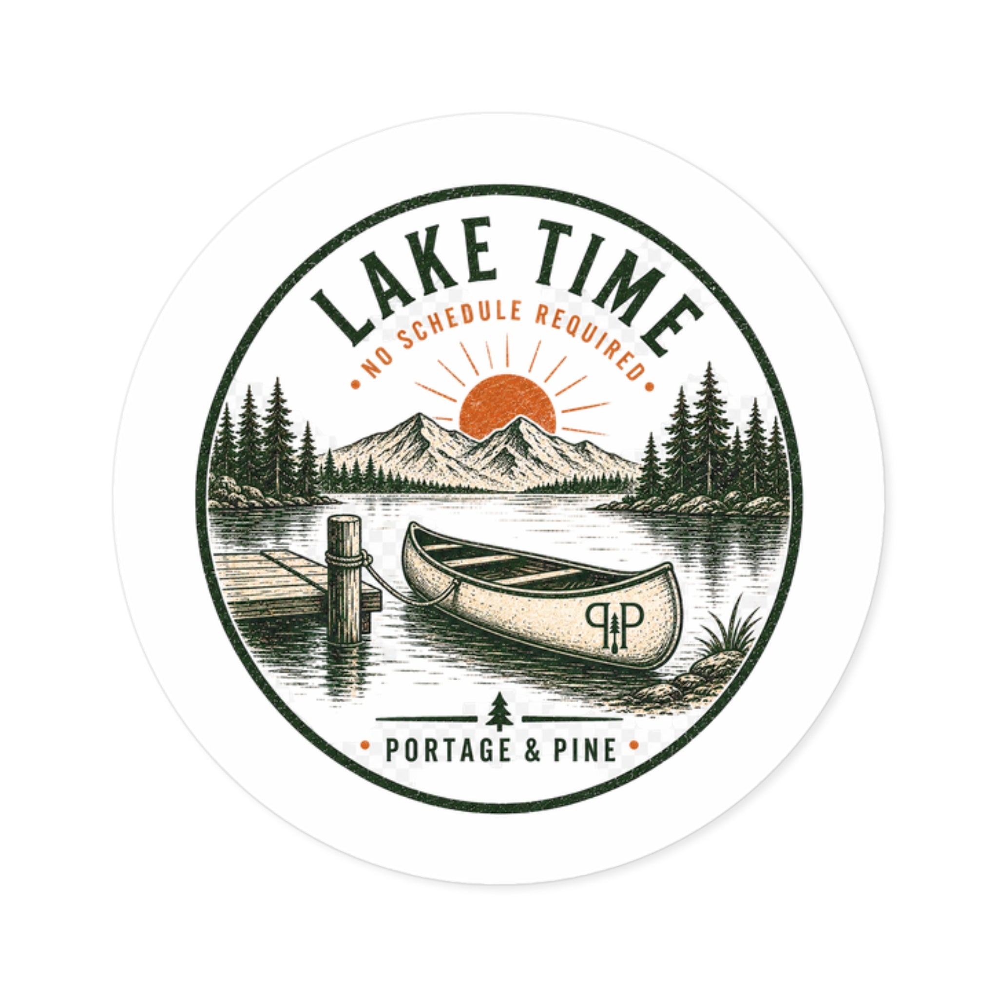 Lake Time Circle Sticker